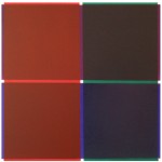 Dark Red, Green, Blue and Purple Triptych